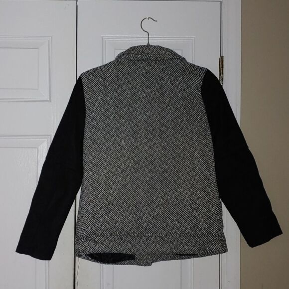 Miss London wool blend moto zip up herringbone jacket Sz L - Picture 5 of 5